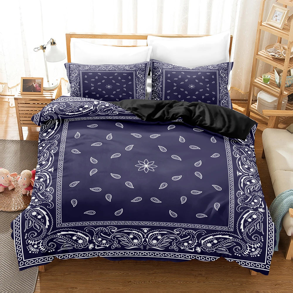 Black Paisley Mandala Boho Duvet Cover Set
