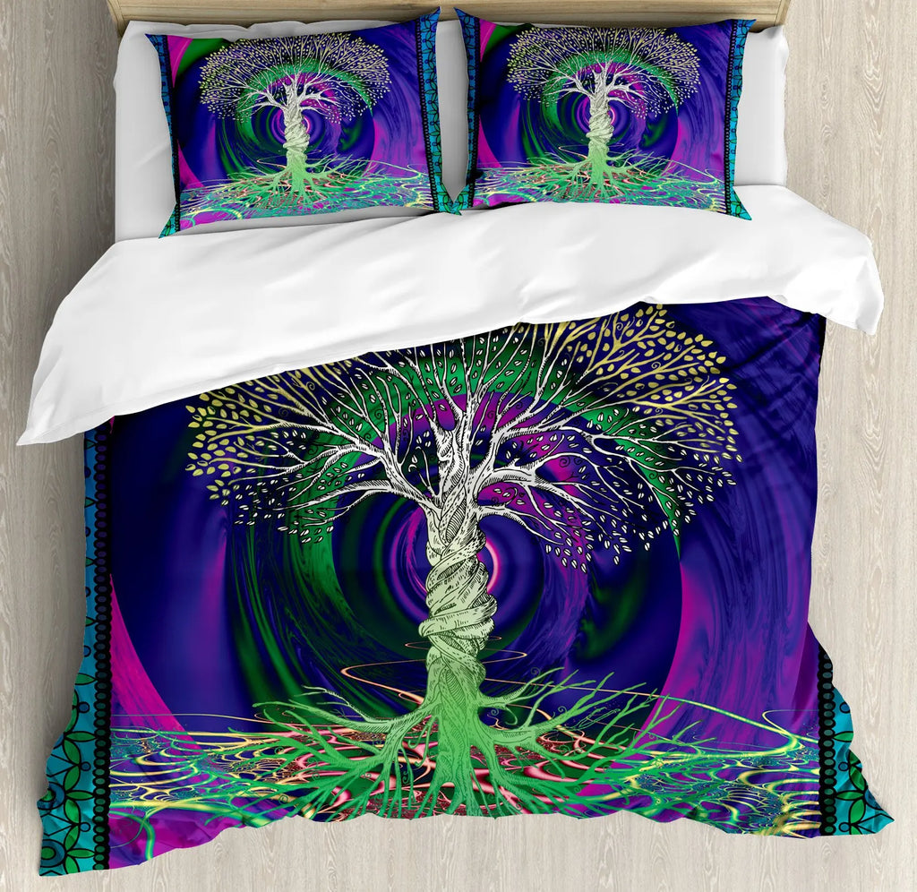 Sun and Moon Duvet Cover Black and White Bedding Soft Tree of Life All Galaxy Stars Mandala Tribal Quilt Cover Decor for Women