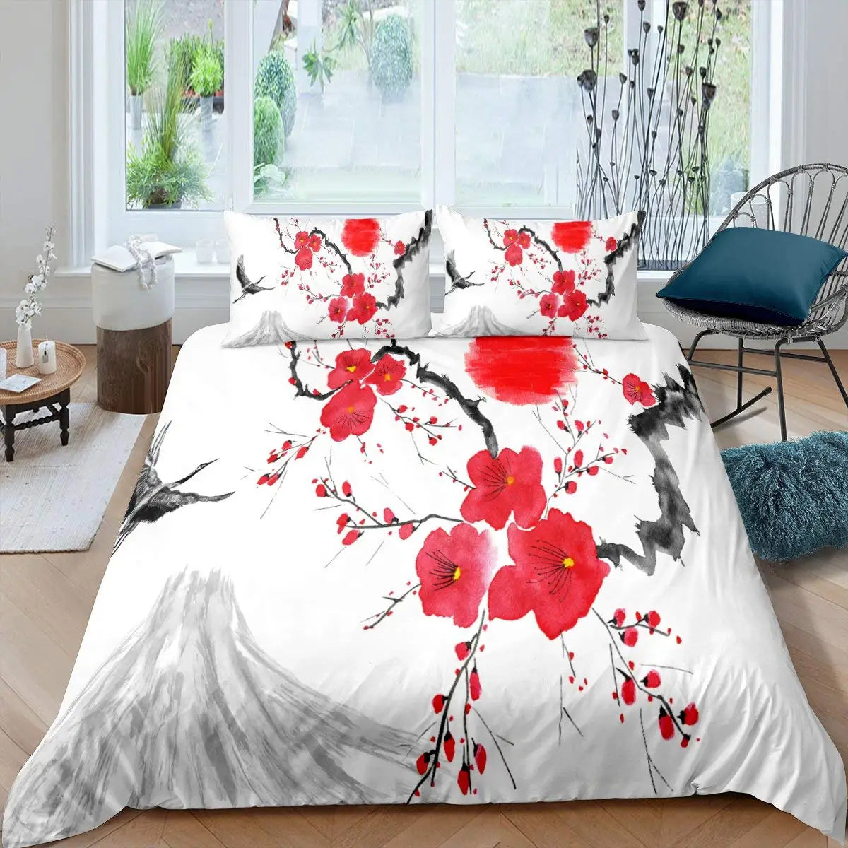 Mount Fuji & Cherry Blossom Duvet Cover Set