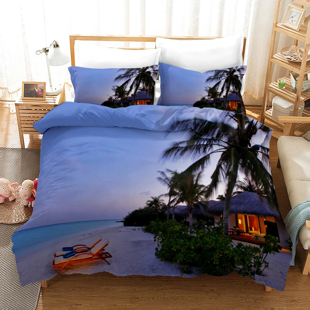 Tropical Island & Palm Tree Duvet Cover Set