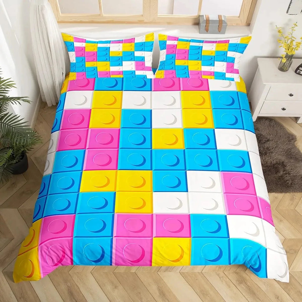 Colorful Building Blocks Kids Duvet Cover Set