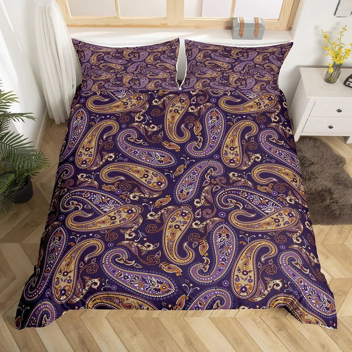 Bohemian Floral Duvet Cover Paisley Mandala Comforter Cover Microfiber Geometry Aztec Mexican Style Bedding Set Twin Queen Size