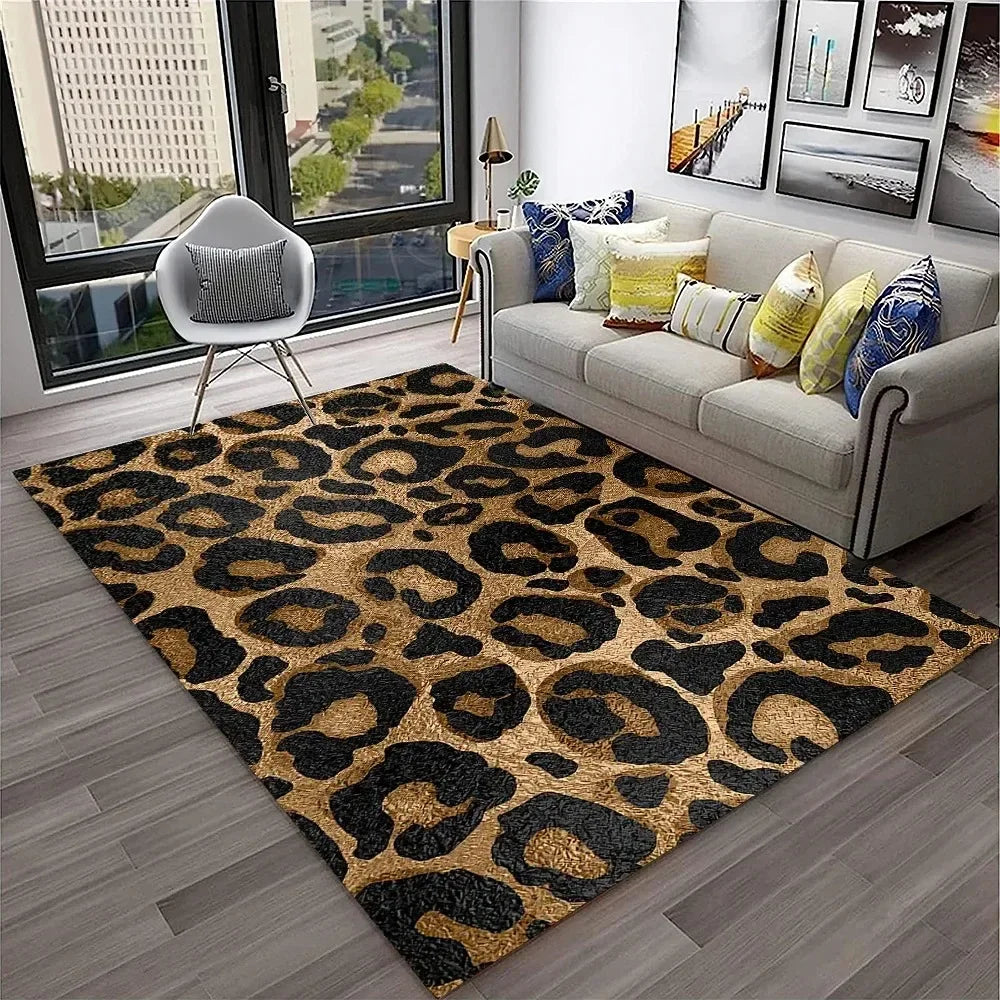 Leopard Print Area Rug for Bedroom & Living Room