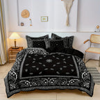 Black Paisley Mandala Boho Duvet Cover Set