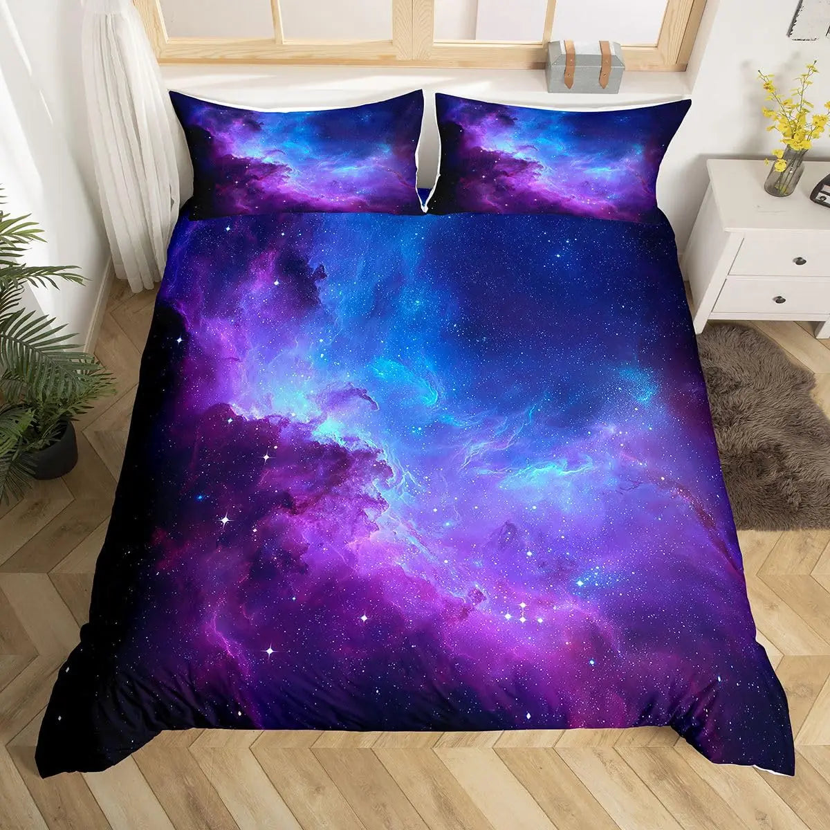 Galaxy Duvet Cover Starry Sky Bedding Set Twin Full Queen King Mysterious Outer Space Comforter Cover For Boys Girl Room Dorm