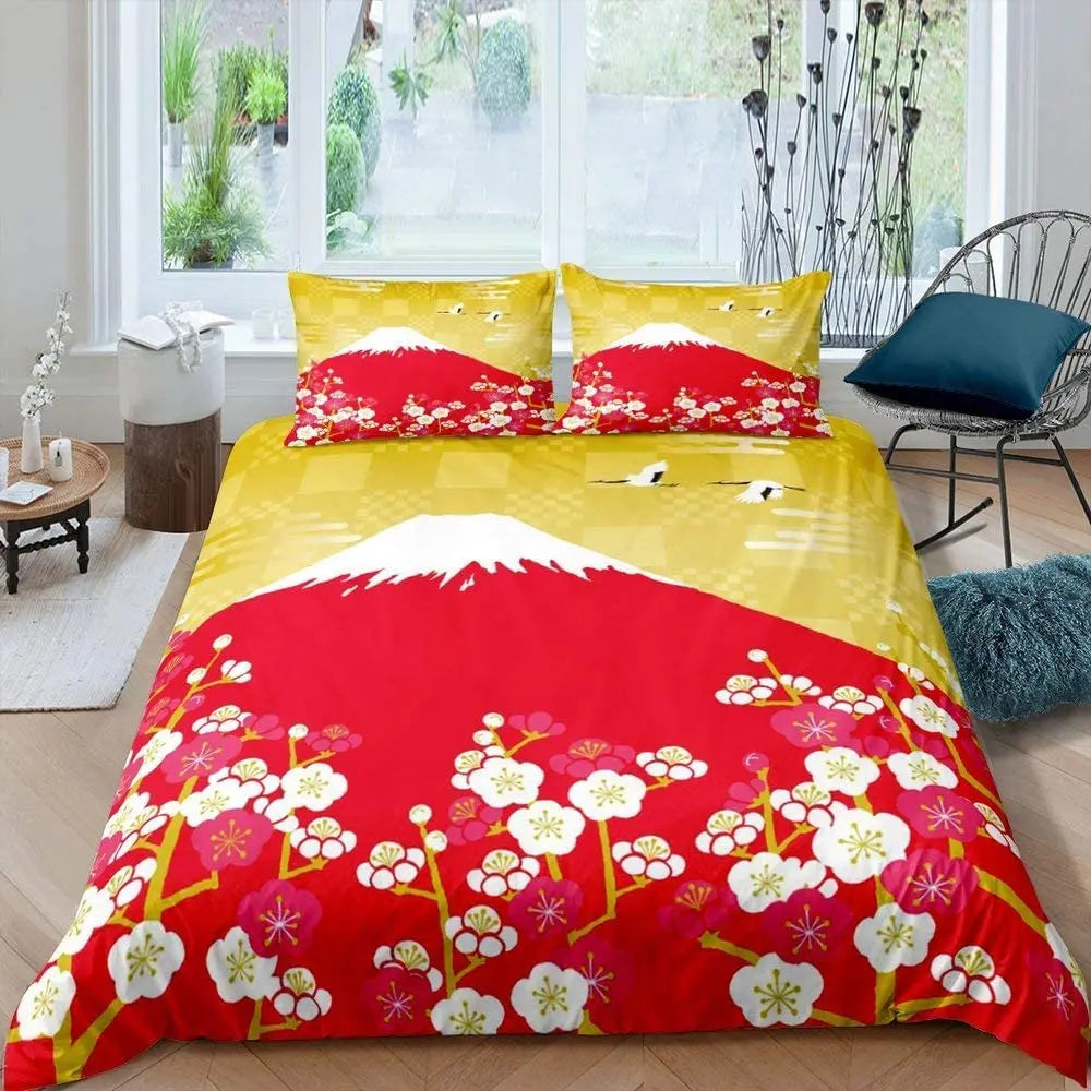 Mount Fuji & Cherry Blossom Duvet Cover Set