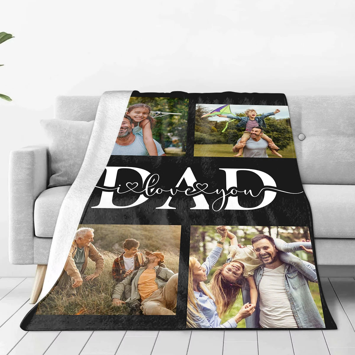 Custom Photo Blanket for Dad - Father's Day Gift