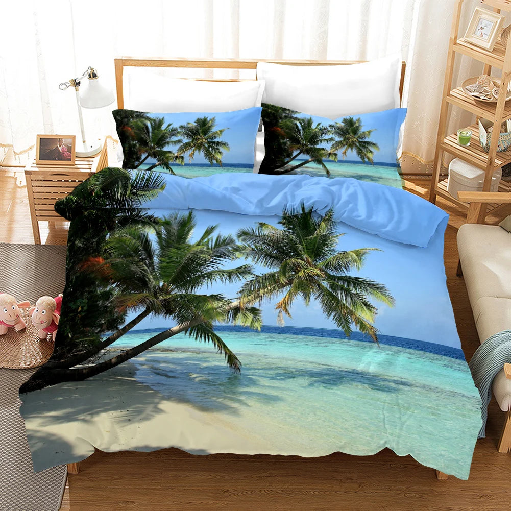 Tropical Island & Palm Tree Duvet Cover Set