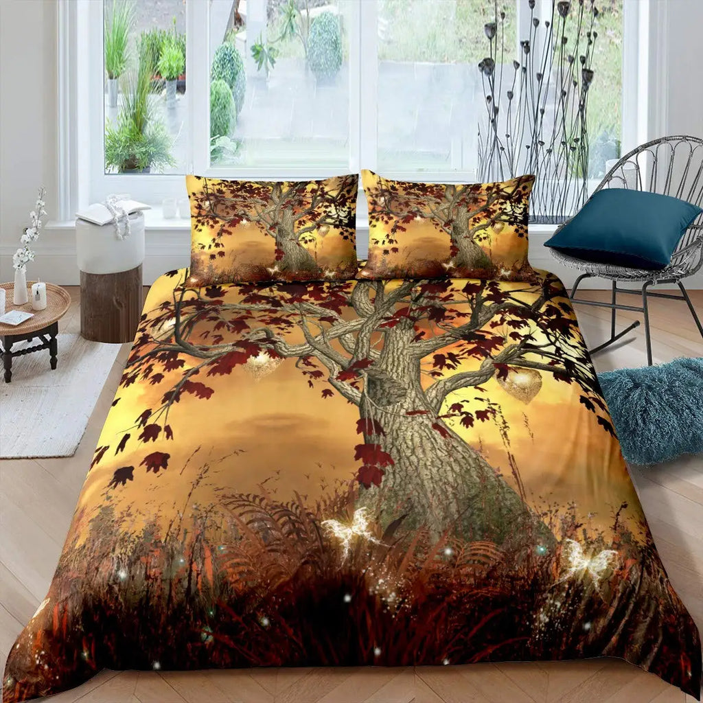 Sun and Moon Duvet Cover Black and White Bedding Soft Tree of Life All Galaxy Stars Mandala Tribal Quilt Cover Decor for Women