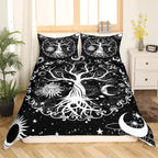 Sun and Moon Duvet Cover Black and White Bedding Soft Tree of Life All Galaxy Stars Mandala Tribal Quilt Cover Decor for Women