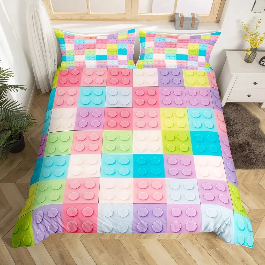Colorful Building Blocks Kids Duvet Cover Set