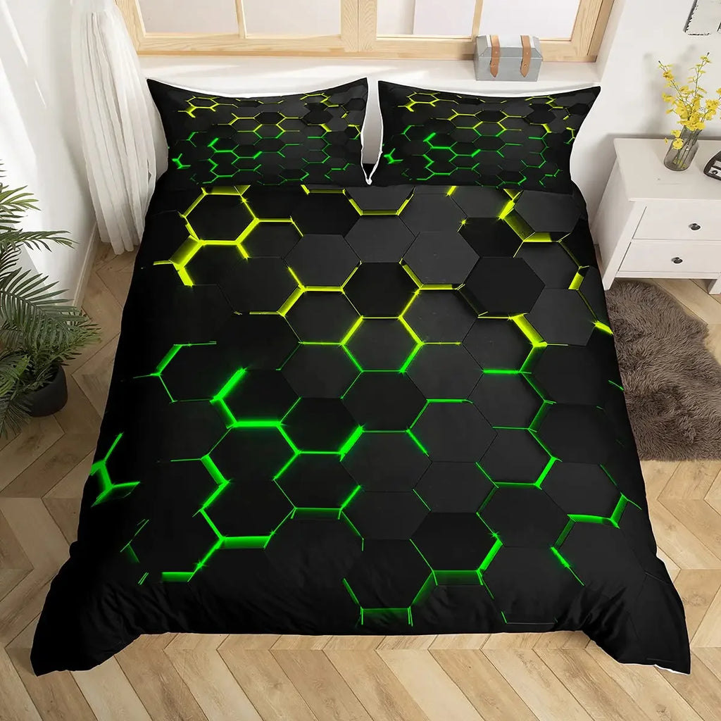 Geometric Circles Duvet Cover Red and Black Quilt Set Suitable for Children Kids Boys Girls Teenagers Abstract Art Bedding Set