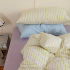 Ins Nordic Bedding Set Simple Style Striped Duvet Cover Set Soft Flat Sheet Single Twin Size Double Bed Sheet Set For Bedroom
