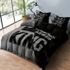 Grey & Black Pattern King Duvet Cover Set