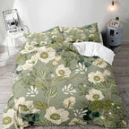 Botanical Leaves Duvet Cover Floral Print King Bedding Set Soft Microfiber Geometric Pattern Comforter Cover With 2 Pillowcases