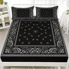 Black Paisley Mandala Deep-Pocket Sheet Set
