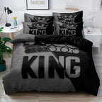 Grey & Black Pattern King Duvet Cover Set