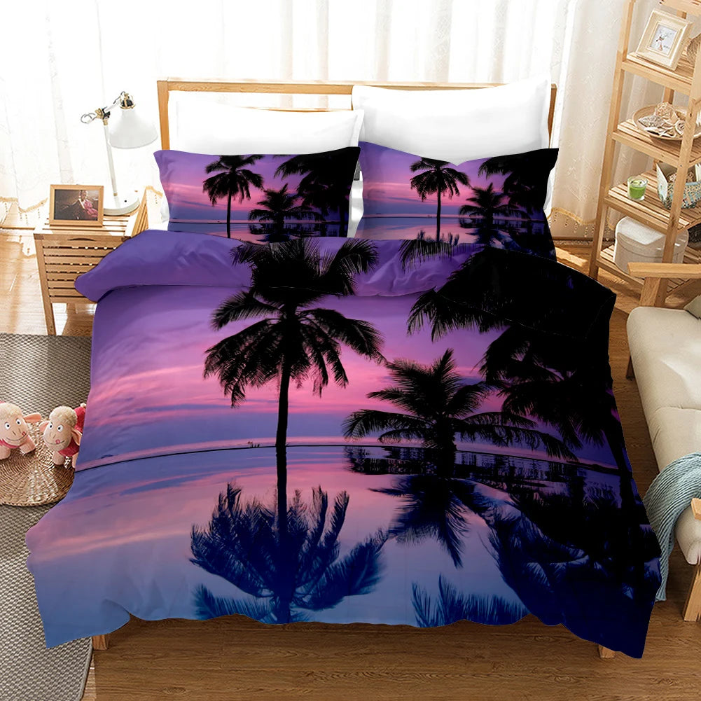 Tropical Island & Palm Tree Duvet Cover Set
