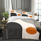 Geometric Circles Duvet Cover Red and Black Quilt Set Suitable for Children Kids Boys Girls Teenagers Abstract Art Bedding Set