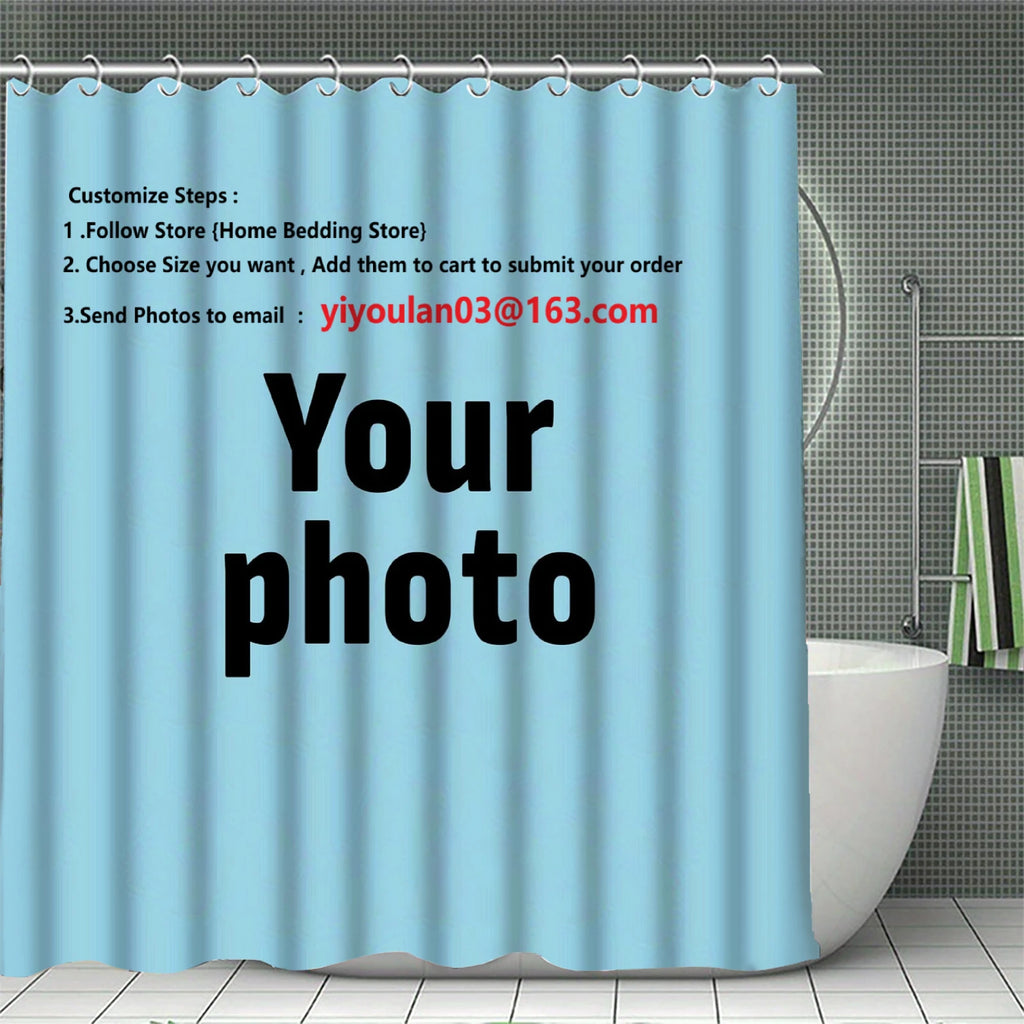 Custom Photo Waterproof Shower Curtain with Hooks