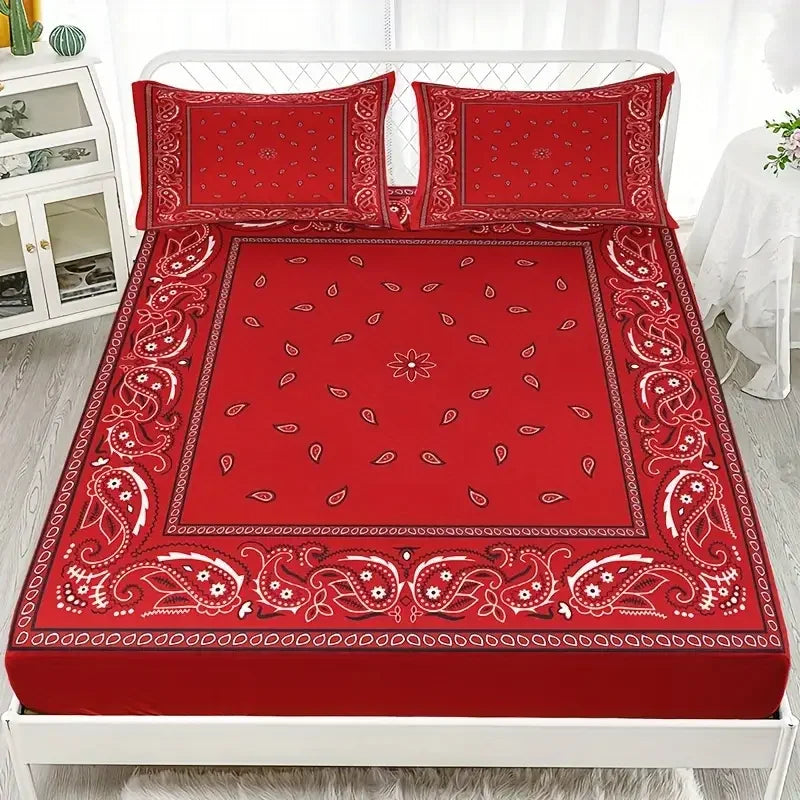 Black Paisley Mandala Deep-Pocket Sheet Set