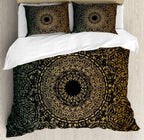 South Mandala Floral Duvet Cover Set,Vibrant Color Ornamental Illustration Bedding Set Bohemian Mandala Lotus Design Quilt Cover