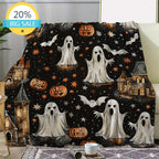 Haunted Castle Halloween Flannel Throw Blanket
